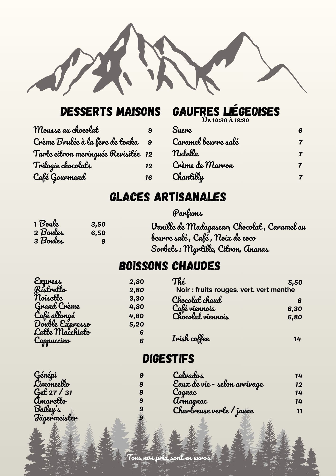 Desserts Glaces Gaufres