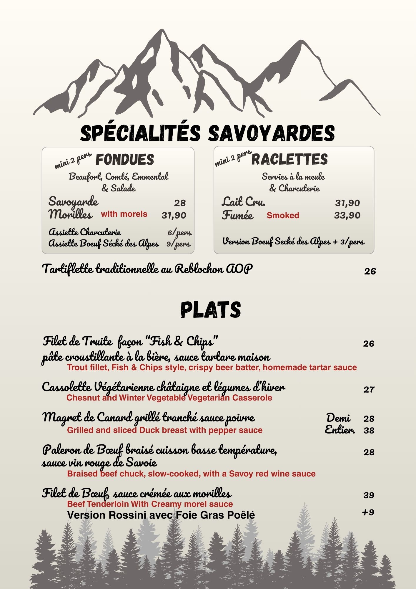Nos Plats, Spécialités Savoyardes